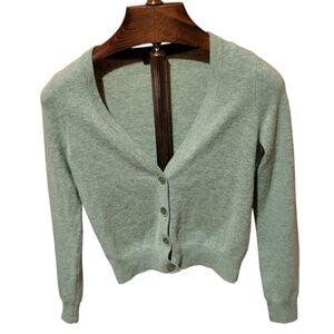 Talbots Light Green Wool Alpaca Blend Button Up Cardigan Size XS